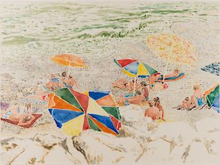 PAUL TATSUMI NAGANO (American, b. 1938), The Beach, Menton