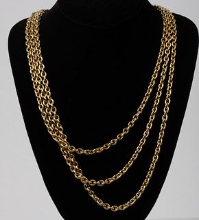 18K Large Three-Strand Necklace Made in Italy, Signed
