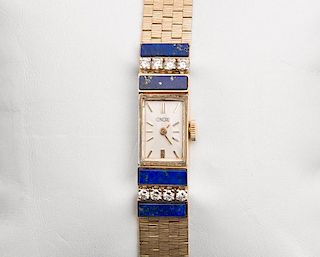 CONCORD WATCH CO. 14K Yellow Gold, Lapis, and Diamond Wristwatch