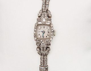 HAMILTON Platinum and Diamond Wristwatch