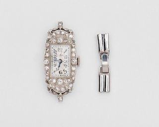 GLYCINE WATCH CO. Platinum and Diamond Wristwatch Face