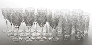 CONTEMPORARY CUT GLASS DRINKING ARTICLES, SET OF 20