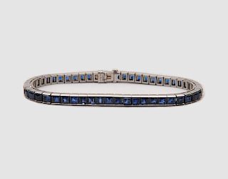 TIFFANY & CO. Platinum and Sapphire Line Bracelet