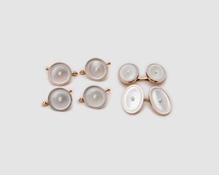 LARTER & SONS 14K Yellow Gold, Mother of Pearl, and Pearl Dress Set