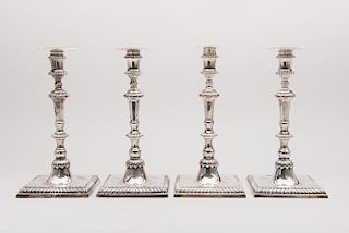 Set of Four Georgian Style Silver Candlesticks