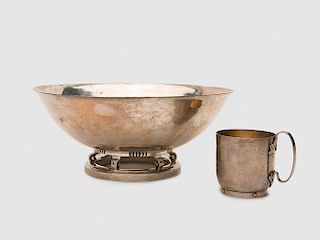 SHREVE & CO. Silver Center Bowl and a SHREVE & CO. Silver Cup