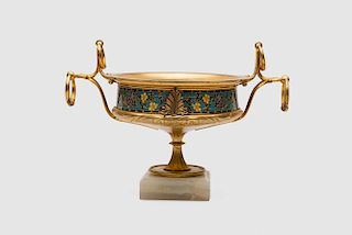 F. BARBEDIENNE Champleve Bronze Two Handled Urn