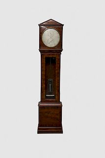 British Figured Mahogany Astronomical Regulator Tall Case Clock