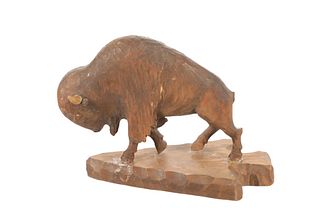 G. Waters Hand Carved Pine Ridge, SD Bison Carving