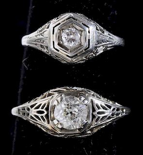Two Gold Vintage Diamond Rings