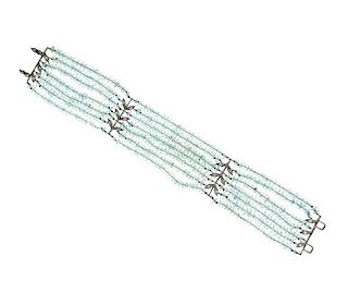 Cathy Waterman Platinum Diamond Aquamarine Wheat Bracelet