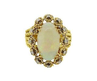 Italian 18K Gold Diamond Opal Ring