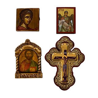 Four Vintage Russian Religious Icons
