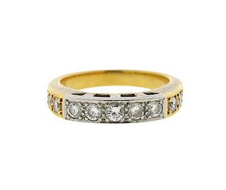 18K Gold Platinum Diamond Band Ring