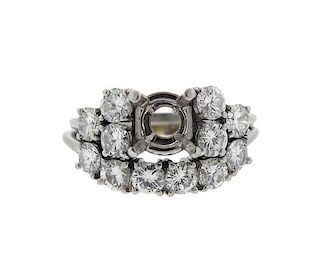 Platinum Diamond Engagement Mounting Wedding Band Ring Set