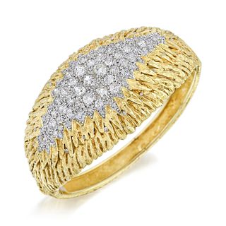 Vintage Diamond Gold Bangle Bracelet