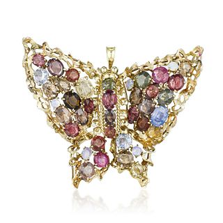 Colored Stones Butterfly Brooch/Pendant