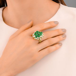 Jadeite and Diamond Cluster Ring