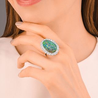 Opal and Diamond Ring, GIA Certified