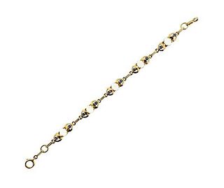 Retro 14K Gold Moonstone Sapphire Bracelet