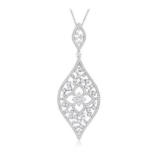 Diamond Flower Motif Pendant Necklace