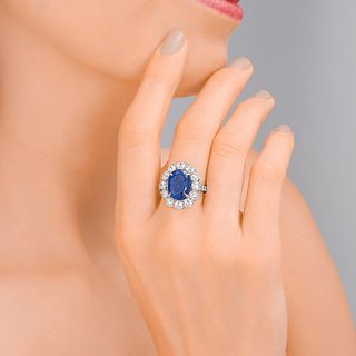 8.28-Carat Burmese Unheated Sapphire and Diamond Ring, AGL Certified