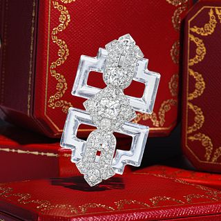 Cartier Art Deco Rock Crystal and Diamond Brooch