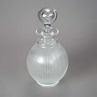 French Lalique Art Glass Decanter & Stopper, Langeais Pattern, 20th C