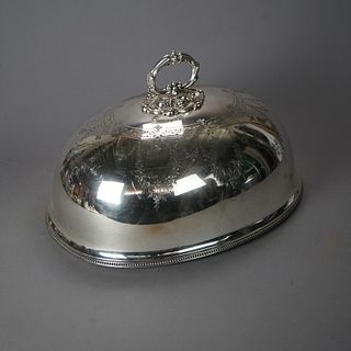 Antique Victorian Sheffield Silver Plate Serving Cloche Circa 1900