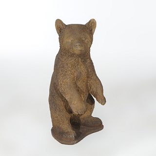 Bronzed Cast Hard Stone Standing Bear Cub Garden Statue