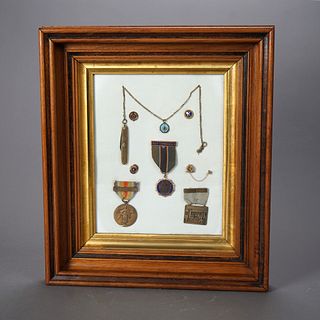 Set of Service Medals in Shadow Box Display, 20th C