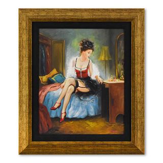Taras Sidan, "Mademoiselle" Framed Limited Edition on Canvas, Numbered and Hand Signed with Letter of Authenticity.
