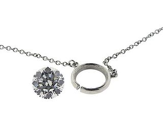 Tiffany &amp; Co. Elsa Peretti Platinum Necklace GIA 1.11ct H VS2  Diamond