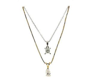 14k 10k Gold Diamond Pendant Necklace Lot of 2