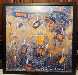 Exceptional Modernist  Abstract Painting under Plexiglas - Signed