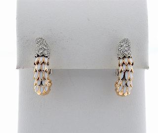 Roberto Coin 18K Gold Diamond Enamel Cobra Hoop Earrings