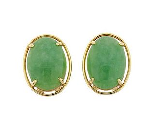 Gumps 14K Gold Jade Earrings