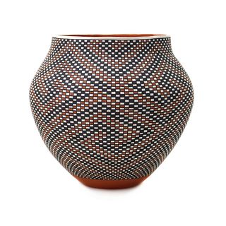 Frederica Antonio (b. 1968) - Acoma Polychrome Jar with Geometric Design c. 2000s, 6.75" x 7.25" (P3570-029)
