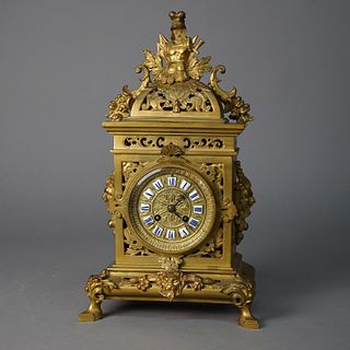 Antique French Gilt Bronze Mantel Clock, 19th C