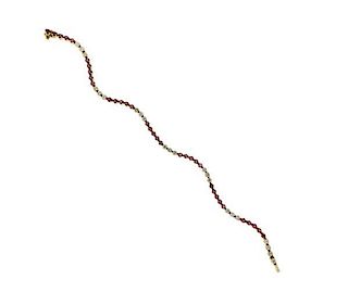 18K Gold Ruby Diamond Tennis Bracelet