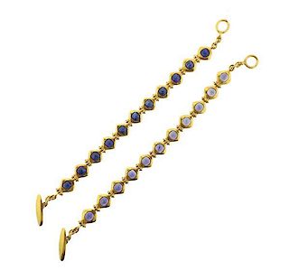 Darlene de Sedle 22K Gold Sapphire Iolite Bracelet Lot of 2