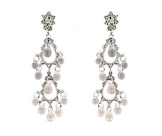 18K Gold Diamond White Sapphire Chandelier Earrings