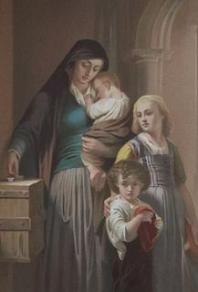 WIDOW'S MITE CONTRIBUTION SACRED WOMEN OF BIBLE - 1873