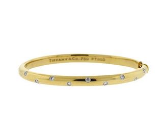 Tiffany &amp; Co Etoile 18K Gold Platinum Diamond Bangle Bracelet