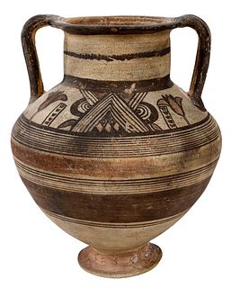Greco Roman Style Vase with Floral Decoration