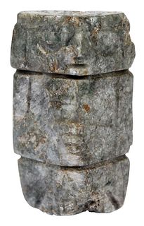 Mesoamerican Carved Jade Seated Figure Pendant