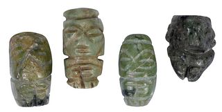 Four Small Mesoamerican Jade Figural Pendants