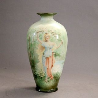 Antique Belleek Porcelain Portrait Vase, circa 1890