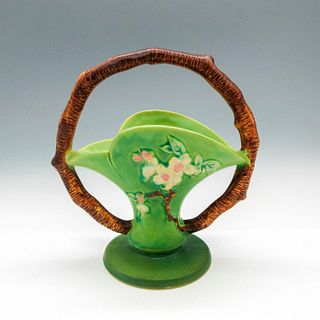 Roseville Pottery Basket Vase, Apple Blossom