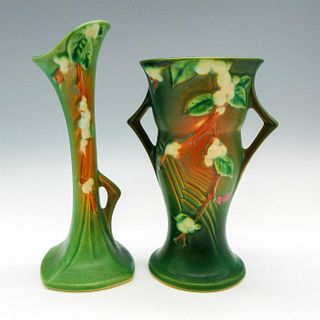 2pc Roseville Pottery Vases, Snowberry